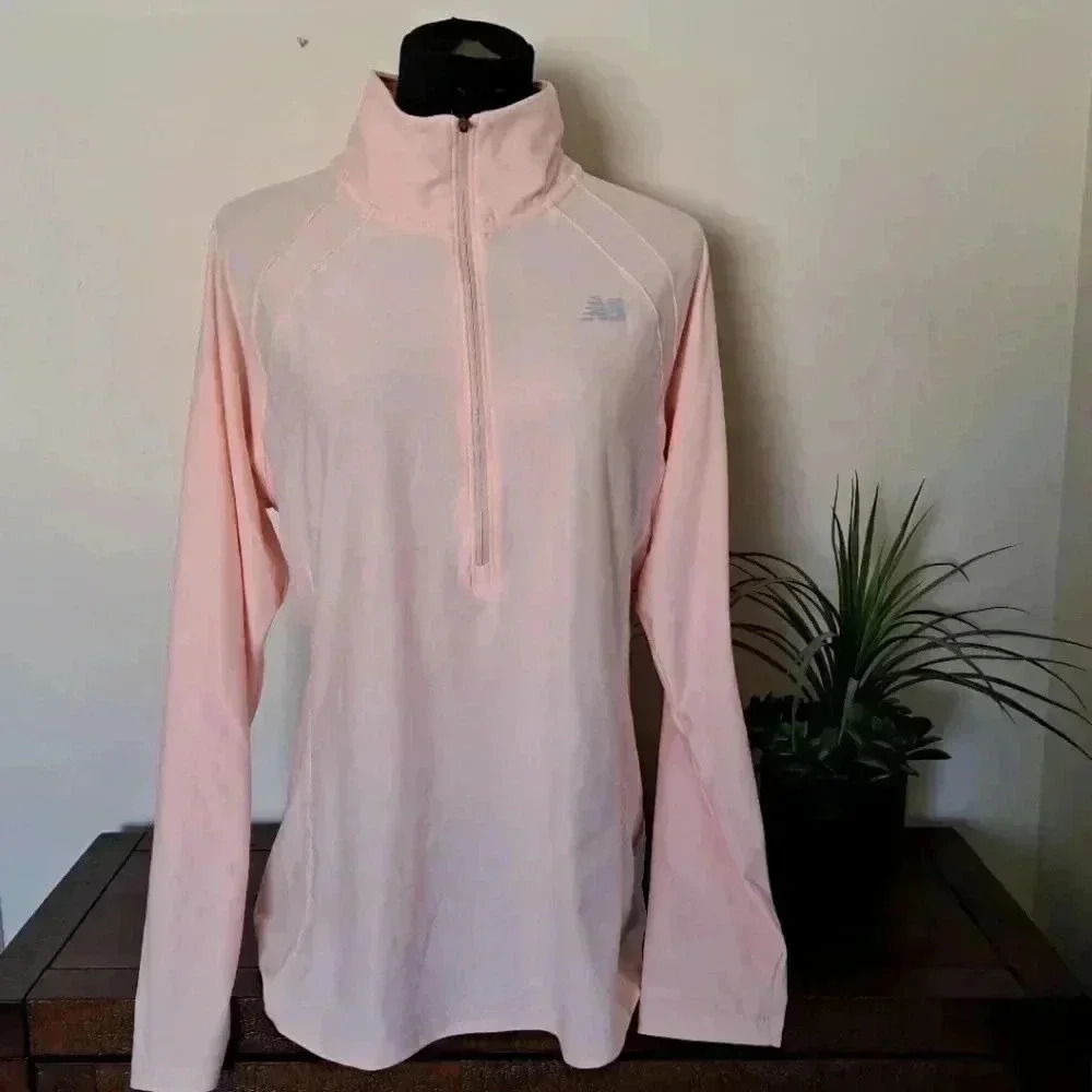 New Balance Half Zip Pullover Peach Large Active Top Lightweight Performance Top - Picture 4 of 12